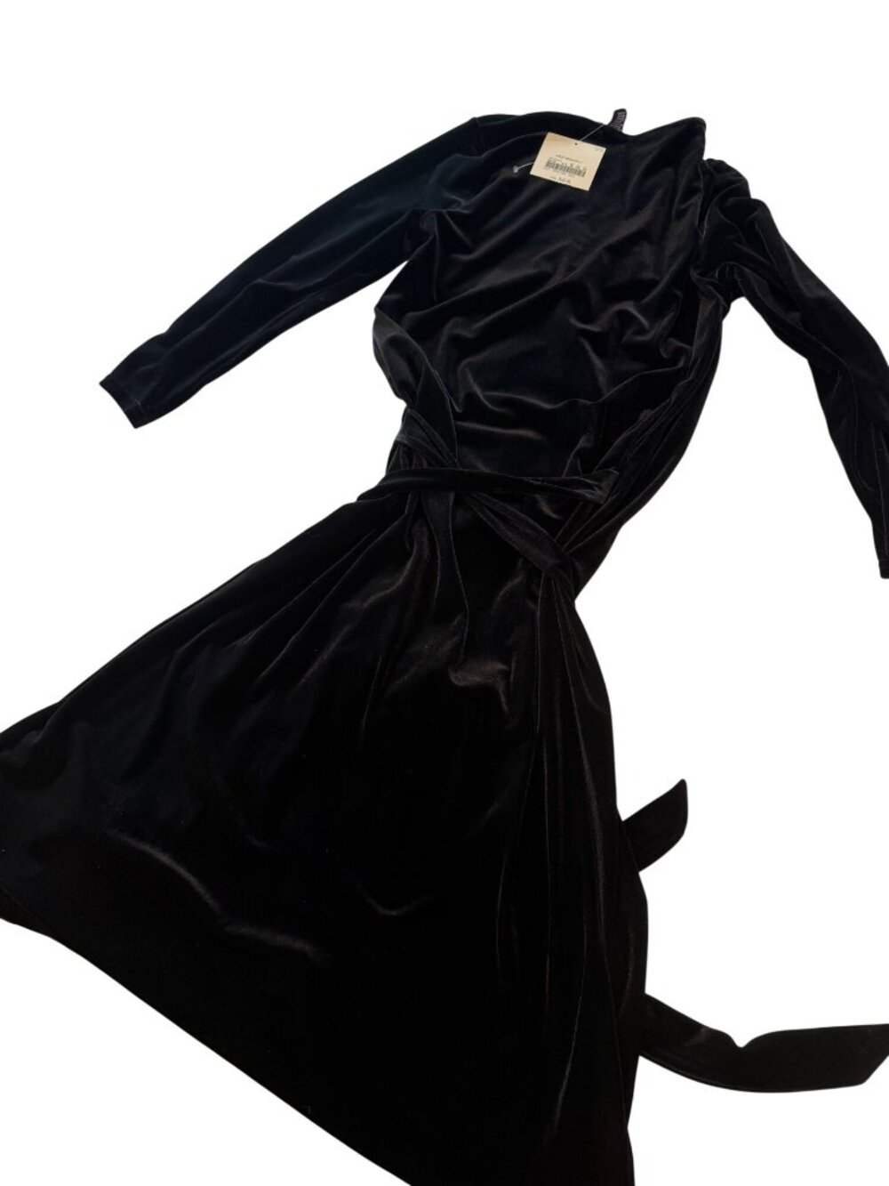 Apostrophe Stretch Black Velvet Wrap Dress Womens Size S With Tags Elegant Desig - Picture 5 of 6